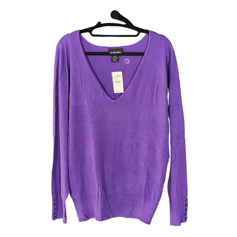 Lane Bryant Purple V Neck Pullover Women's 18/20